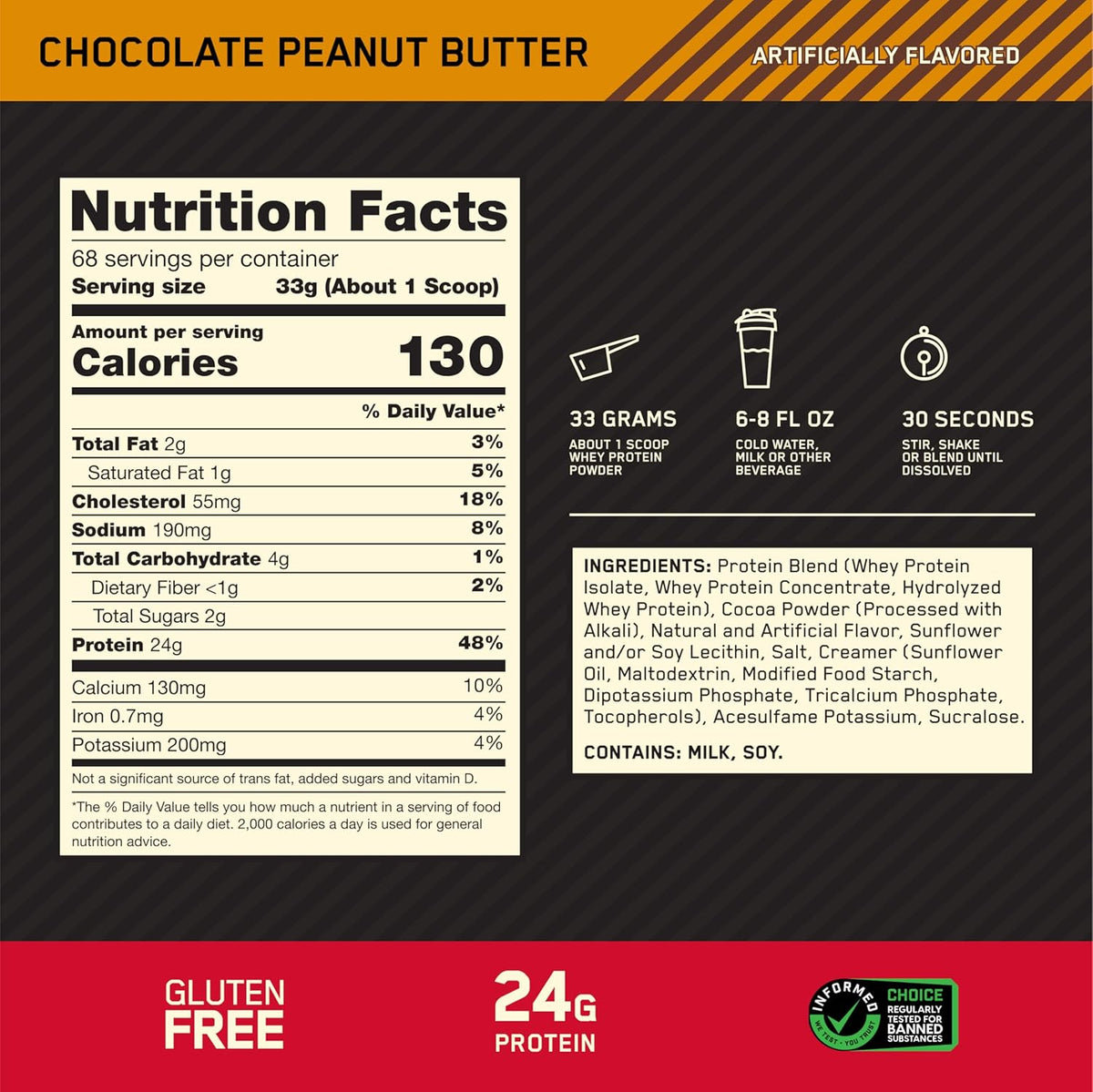 Optimum Nutrition Whey Gold Standard 100% Whey Protein Powder 5lb (2.26kg)